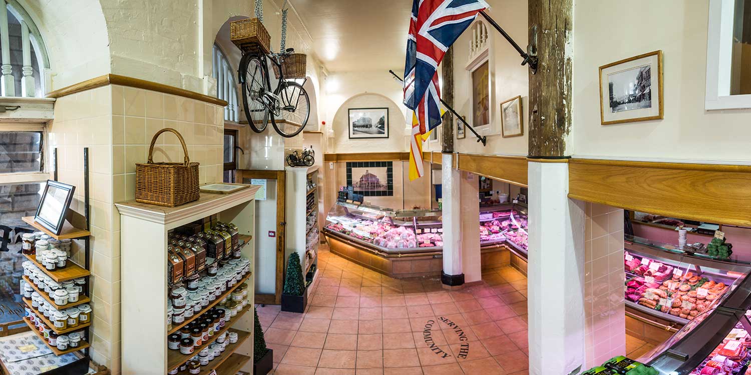 Interior of Framptons butchers in Bridport